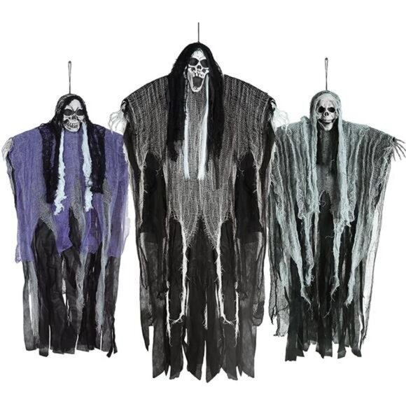3 Pack Halloween Skeleton Hanging Ghosts Decorations, Scary...